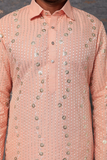 Pink Emb. Shirt Collar Kurta Set