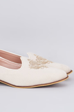 Ivory Crown Suede Loafers