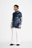 SHA -Swirl print blue short kurta