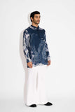 SHA -Swirl print blue short kurta