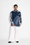 SHA -Swirl print blue short kurta
