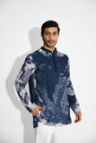 SHA -Swirl print blue short kurta