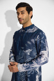 SHA -Swirl print blue short kurta
