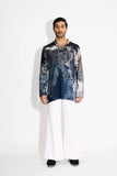 SHA -MORPH Black ombre swirl print V neck kurta