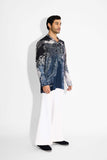 SHA -MORPH Black ombre swirl print V neck kurta