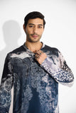 SHA -MORPH Black ombre swirl print V neck kurta