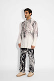 SHA -LUSH MORPH print Ivory Short kurta