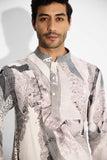 SHA -LUSH MORPH print Ivory Short kurta