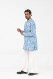 SHA -PETAL GRID frost blue kurta
