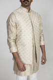 Jharokha Booti Nehru Jacket with Front Open Kurta & Pants 3