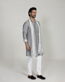 Pixel Front Open Kurta with Stole & Pants