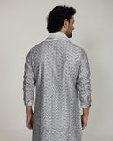 Pixel Front Open Kurta with Stole & Pants