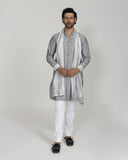 Pixel Front Open Kurta with Stole & Pants