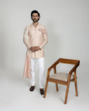 Pixel Nehru Jacket with Front Open Kurta, Stole & Pants