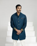 Triangle Long Nehru Jacket with Front Open Kurta & Pants