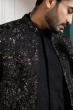 MIDNIGHT BLACK EMBROIDERED ACHKAN