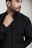 MIDNIGHT BLACK EMBROIDERED ACHKAN AND KURTA SET
