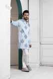 REGAL SKY BLUE EMBROIDERED MEN'S KURTA SET