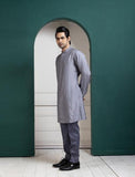 SILVER INTRICATE EMBROIDERED SHERWANI AND KURTA SET
