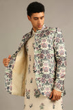 Pastel floral printed jacket with kurta set