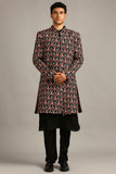 Ethnic folklore printed sherwani set