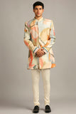 Conversational printed sherwani set