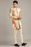 Conversational printed sherwani set