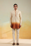 Beige Ombre Silk Kurta Set