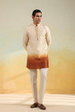 Beige Ombre Silk Kurta Set