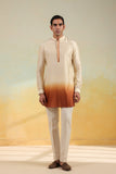Beige Ombre Silk Kurta Set