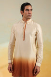Beige Ombre Silk Kurta Set