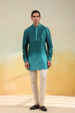 Teal Blue Ombre Silk Kurta