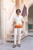 Yellow Embroidered Cuban Collar Shirt Camel