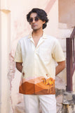 Yellow Embroidered Cuban Collar Shirt Camel