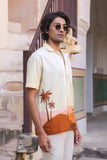 Yellow Embroidered Cuban Collar Shirt Camel