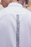 Ivory Embroidered Cuban Collar Shirt Zebra