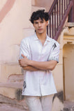 Ivory Embroidered Cuban Collar Shirt Zebra