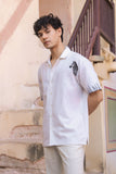 Ivory Embroidered Cuban Collar Shirt Zebra