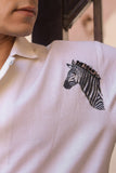 Ivory Embroidered Cuban Collar Shirt Zebra