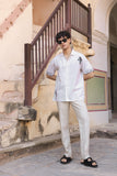 Ivory Embroidered Cuban Collar Shirt Zebra