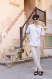 Ivory Embroidered Cuban Collar Shirt Zebra