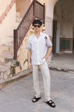 Ivory Embroidered Cuban Collar Shirt Zebra