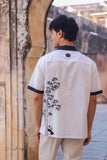 Ivory Embroidered Cuban Collar Shirt Panda