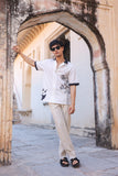 White Embroidered Cuban Collar Shirt Panda