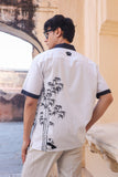 White Embroidered Cuban Collar Shirt Panda