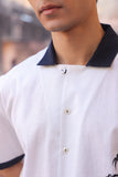 White Embroidered Cuban Collar Shirt Panda