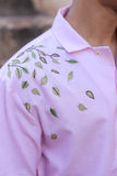 Pink Embroidered Cuban Collar Shirt Elephant