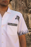 Ivory Embroidered Cuban Collar Shirt Zebra
