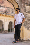 White Embroidered Cuban Collar Shirt Zebra