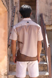 Light Brown Embroidered Cuban Collar Shirt Panther